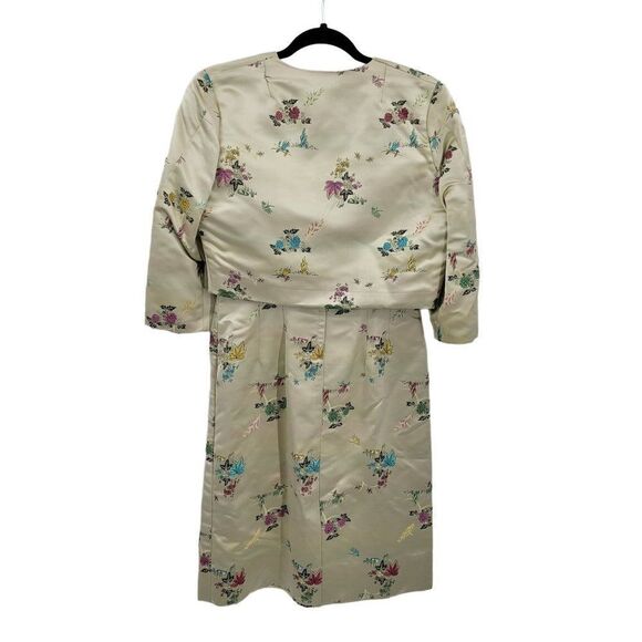 Vtg 60's Womens Dress 2pc Set Asian Satin Sheath‎ Bolero Jacket Gold Floral Sz M - Picture 17 of 17